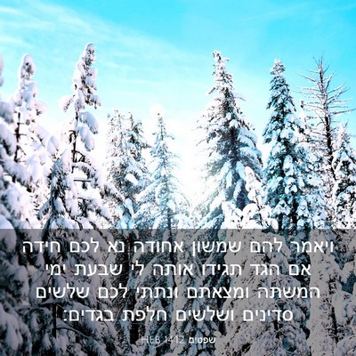 Picture 03 - שפטים 14:12 HEB - ויאמר להם שמשון אחודה נא - Bible Verse Picture