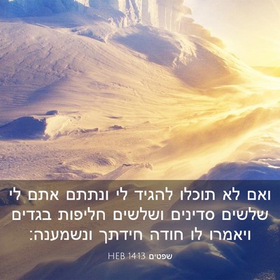 Picture 03 - שפטים 14:13 HEB - ואם לא תוכלו להגיד לי ונתתם - Bible Verse Picture