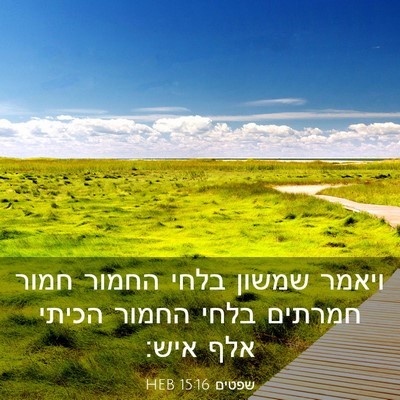 Picture 03 - שפטים 15:16 HEB - ויאמר שמשון בלחי החמור - Bible Verse Picture