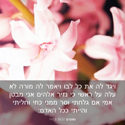 Picture 03 - שפטים 16:17 HEB - ויגד לה את כל לבו ויאמר לה - Bible Verse Picture