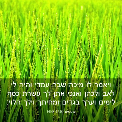 Picture 03 - שפטים 17:10 HEB - ויאמר לו מיכה שבה עמדי והיה - Bible Verse Picture