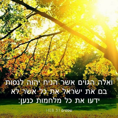 Picture 03 - שפטים 3:1 HEB - ואלה הגוים אשר הניח יהוה - Bible Verse Picture