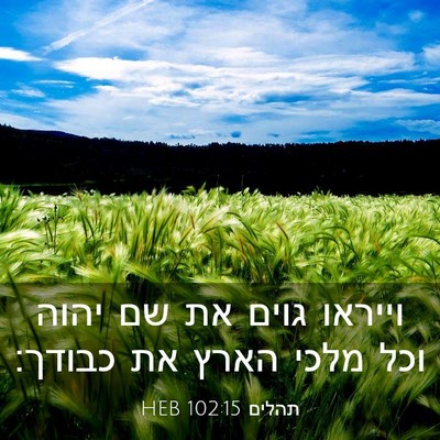 Picture 03 - תהלים 102:15 HEB - וייראו גוים את שם יהוה וכל - Bible Verse Picture