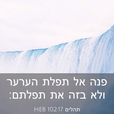 Picture 03 - תהלים 102:17 HEB - פנה אל תפלת הערער ולא בזה - Bible Verse Picture