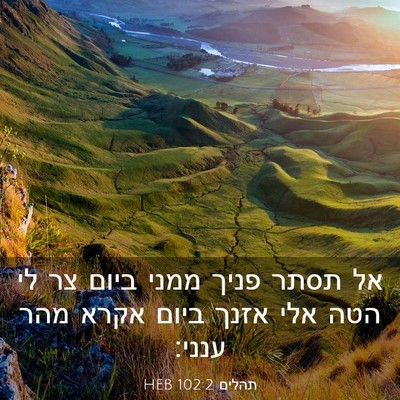 Picture 03 - תהלים 102:2 HEB - אל תסתר פניך ממני ביום צר - Bible Verse Picture