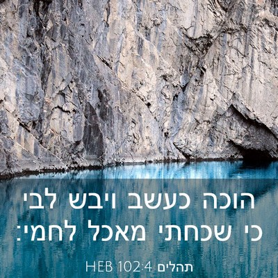 Picture 03 - תהלים 102:4 HEB - הוכה כעשב ויבש לבי כי שכחתי - Bible Verse Picture