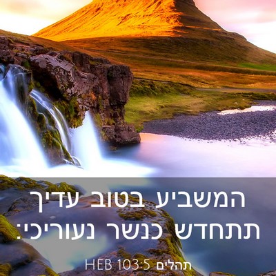 Picture 03 - תהלים 103:5 HEB - המשביע בטוב עדיך תתחדש - Bible Verse Picture