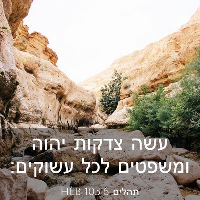 Picture 03 - תהלים 103:6 HEB - עשה צדקות יהוה ומשפטים לכל - Bible Verse Picture
