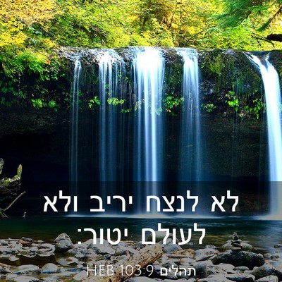 Picture 03 - תהלים 103:9 HEB - לא לנצח יריב ולא לעולם - Bible Verse Picture