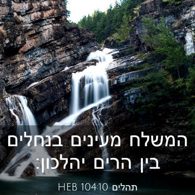 Picture 03 - תהלים 104:10 HEB - המשלח מעינים בנחלים בין - Bible Verse Picture