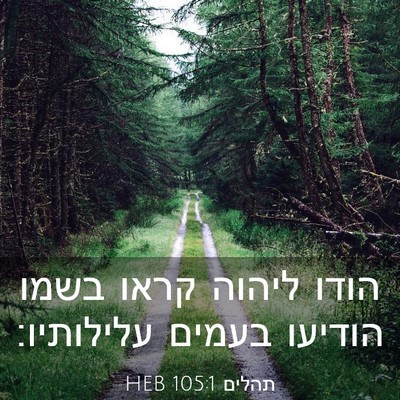 Picture 03 - תהלים 105:1 HEB - הודו ליהוה קראו בשמו - Bible Verse Picture