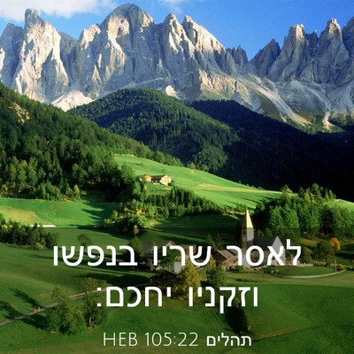 Picture 03 - תהלים 105:22 HEB - לאסר שריו בנפשו וזקניו - Bible Verse Picture