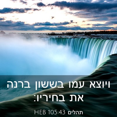 Picture 03 - תהלים 105:43 HEB - ויוצא עמו בששון ברנה את - Bible Verse Picture