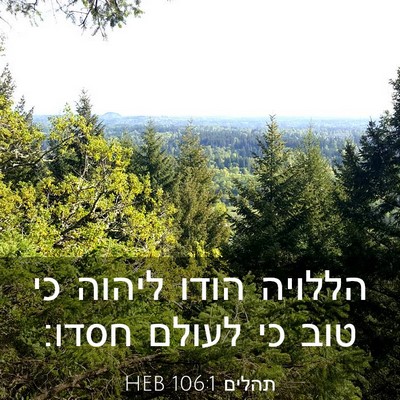 Picture 03 - תהלים 106:1 HEB - הללויה הודו ליהוה כי טוב כי - Bible Verse Picture