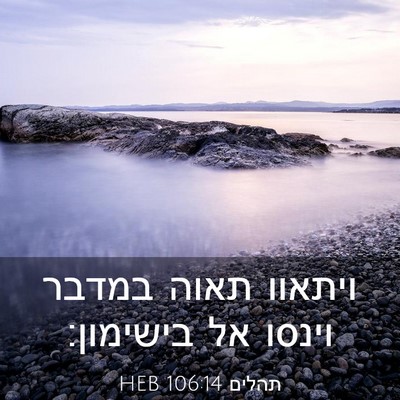 Picture 03 - תהלים 106:14 HEB - ויתאוו תאוה במדבר וינסו אל - Bible Verse Picture