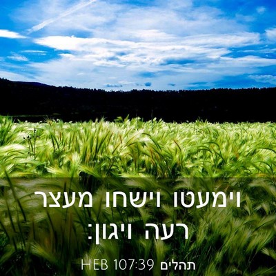 Picture 03 - תהלים 107:39 HEB - וימעטו וישחו מעצר רעה - Bible Verse Picture