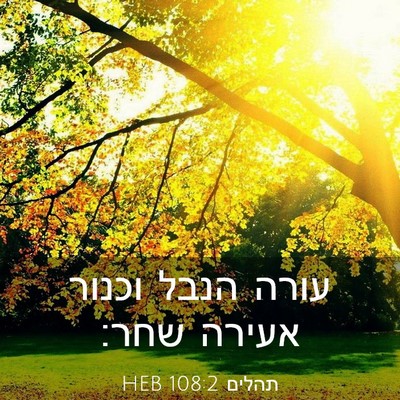Picture 03 - תהלים 108:2 HEB - עורה הנבל וכנור אעירה - Bible Verse Picture