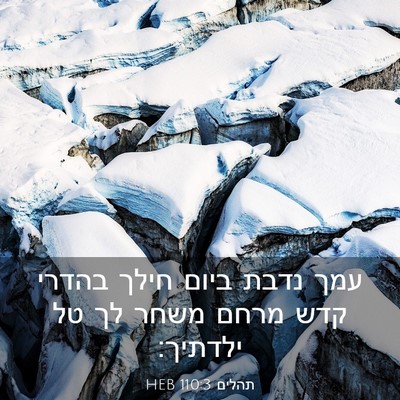 Picture 03 - תהלים 110:3 HEB - עמך נדבת ביום חילך בהדרי - Bible Verse Picture