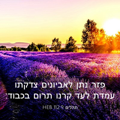 Picture 03 - תהלים 112:9 HEB - פזר נתן לאביונים צדקתו - Bible Verse Picture