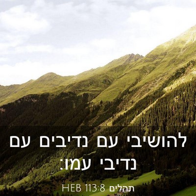 Picture 03 - תהלים 113:8 HEB - להושיבי עם נדיבים עם נדיבי - Bible Verse Picture