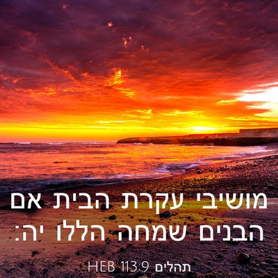 Picture 03 - תהלים 113:9 HEB - מושיבי עקרת הבית אם הבנים - Bible Verse Picture