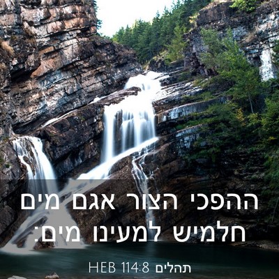 Picture 03 - תהלים 114:8 HEB - ההפכי הצור אגם מים חלמיש - Bible Verse Picture