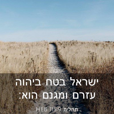 Picture 03 - תהלים 115:9 HEB - ישראל בטח ביהוה עזרם ומגנם - Bible Verse Picture