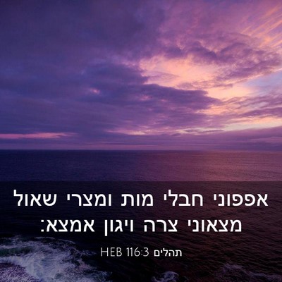Picture 03 - תהלים 116:3 HEB - אפפוני חבלי מות ומצרי שאול - Bible Verse Picture
