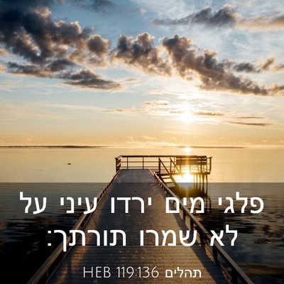 Picture 03 - תהלים 119:136 HEB - פלגי מים ירדו עיני על לא - Bible Verse Picture