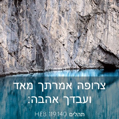 Picture 03 - תהלים 119:140 HEB - צרופה אמרתך מאד ועבדך - Bible Verse Picture