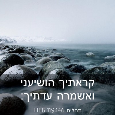 Picture 03 - תהלים 119:146 HEB - קראתיך הושיעני ואשמרה - Bible Verse Picture