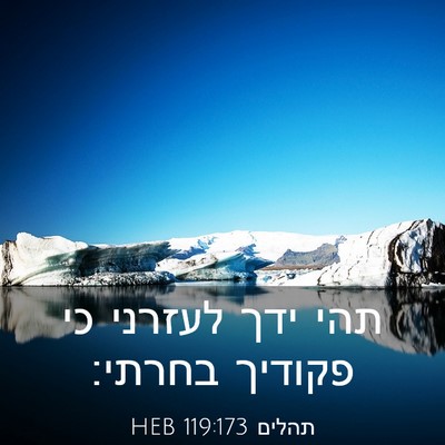 Picture 03 - תהלים 119:173 HEB - תהי ידך לעזרני כי פקודיך - Bible Verse Picture