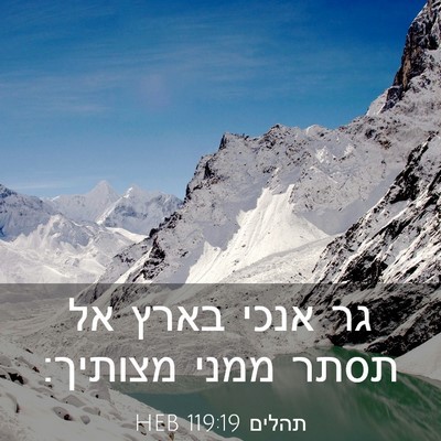 Picture 03 - תהלים 119:19 HEB - גר אנכי בארץ אל תסתר ממני - Bible Verse Picture
