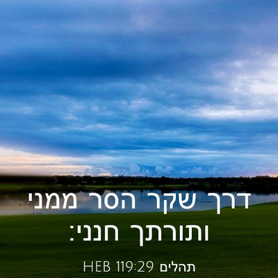 Picture 03 - תהלים 119:29 HEB - דרך שקר הסר ממני ותורתך - Bible Verse Picture