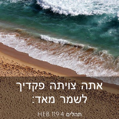 Picture 03 - תהלים 119:4 HEB - אתה צויתה פקדיך לשמר - Bible Verse Picture
