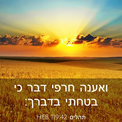 Picture 03 - תהלים 119:42 HEB - ואענה חרפי דבר כי בטחתי - Bible Verse Picture