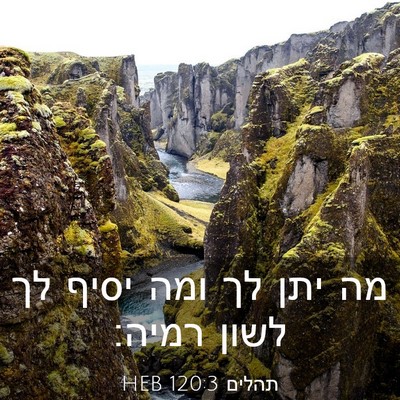 Picture 03 - תהלים 120:3 HEB - מה יתן לך ומה יסיף לך לשון - Bible Verse Picture