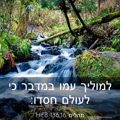 Picture 03 - תהלים 136:16 HEB - למוליך עמו במדבר כי לעולם - Bible Verse Picture