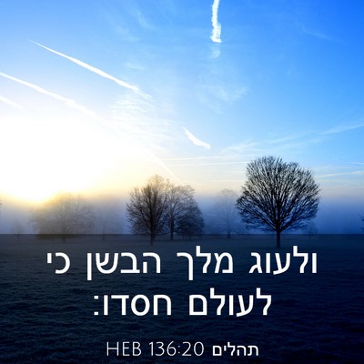 Picture 03 - תהלים 136:20 HEB - ולעוג מלך הבשן כי לעולם - Bible Verse Picture