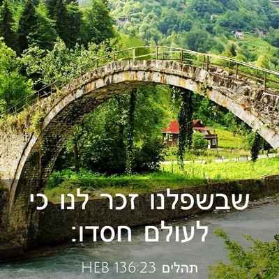Picture 03 - תהלים 136:23 HEB - שבשפלנו זכר לנו כי לעולם - Bible Verse Picture