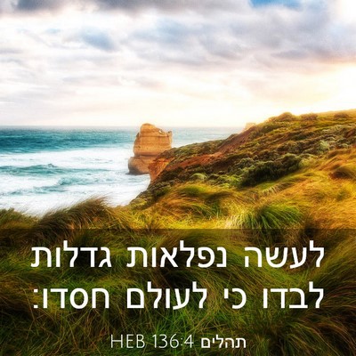 Picture 03 - תהלים 136:4 HEB - לעשה נפלאות גדלות לבדו כי - Bible Verse Picture