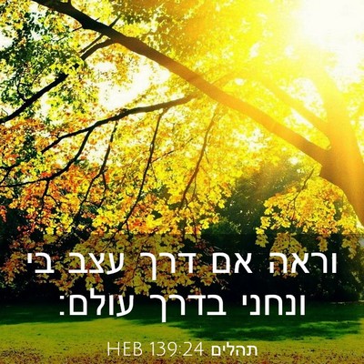 Picture 03 - תהלים 139:24 HEB - וראה אם דרך עצב בי ונחני - Bible Verse Picture