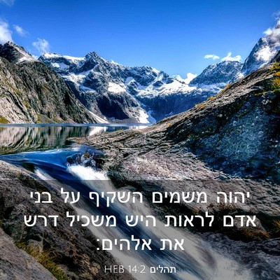 Picture 03 - תהלים 14:2 HEB - יהוה משמים השקיף על בני אדם - Bible Verse Picture