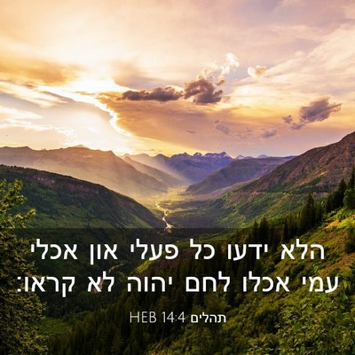 Picture 03 - תהלים 14:4 HEB - הלא ידעו כל פעלי און אכלי - Bible Verse Picture