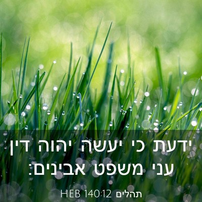 Picture 03 - תהלים 140:12 HEB - ידעת כי יעשה יהוה דין עני - Bible Verse Picture