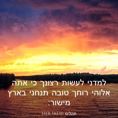 Picture 03 - תהלים 143:10 HEB - למדני לעשות רצונך כי אתה - Bible Verse Picture