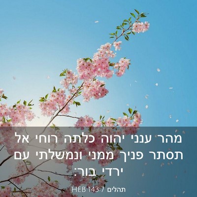 Picture 03 - תהלים 143:7 HEB - מהר ענני יהוה כלתה רוחי אל - Bible Verse Picture