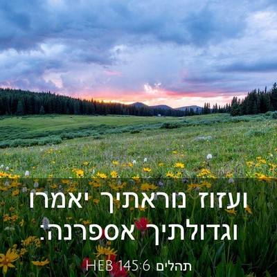 Picture 03 - תהלים 145:6 HEB - ועזוז נוראתיך יאמרו - Bible Verse Picture