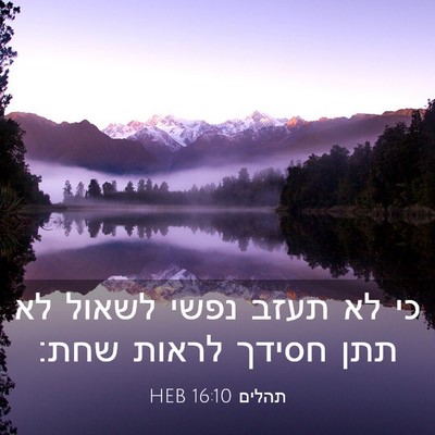 Picture 03 - תהלים 16:10 HEB - כי לא תעזב נפשי לשאול לא - Bible Verse Picture