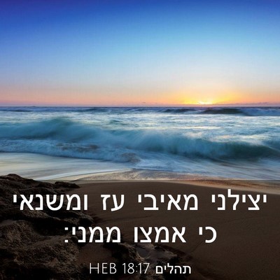 Picture 03 - תהלים 18:17 HEB - יצילני מאיבי עז ומשנאי כי - Bible Verse Picture